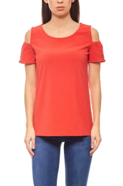 Ashley Brooke Bluse Damen Carmenbluse Shirt Slim Fit Rot