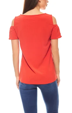 Ashley Brooke Bluse Damen Carmenbluse Shirt Slim Fit Rot -Mode Reich Geschaft 008300 2
