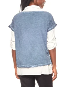 Linea TESINI Damen Bluse Mit Spitzenshirt Blau/Weiß -Mode Reich Geschaft 031150 2