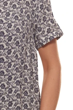 S.Oliver CASUAL Blusenshirt Feminines Damen Sommer-Shirt Mit Floralem Allovermuster Marine/Weiß -Mode Reich Geschaft 09504127616 02A8 3