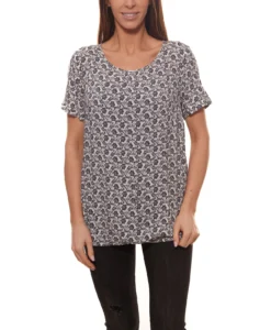 S.Oliver CASUAL Blusenshirt Feminines Damen Sommer-Shirt Mit Floralem Allovermuster Marine/Weiß