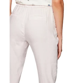 Mavi Jeans Leinen-Hose Niedliche Damen Stoff-Hose Mit Gummizug Am Bund Rosa -Mode Reich Geschaft 100808 11704