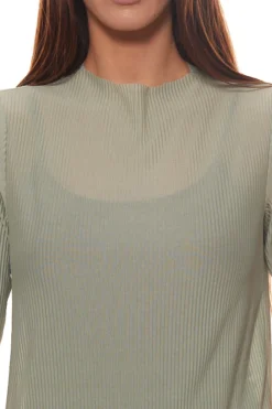 NA-KD Damen Shirt Durchsichtiges Plissee T-Shirt Hellgrün -Mode Reich Geschaft 1017 000094 3014 Light Green 2