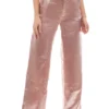 NA-KD Stoff-Hose Ausgestellte Damen Metallic-Hose Rosé