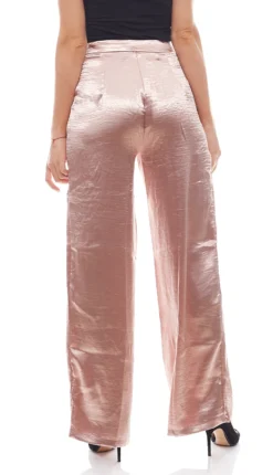 NA-KD Stoff-Hose Ausgestellte Damen Metallic-Hose Rosé -Mode Reich Geschaft 1018 000649 1757 Pink champagne 3