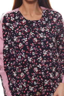 VERO MODA Gerda Nicky Chiffon-Bluse Sommerliche Damen Langarm-Tunika Geblümt Schwarz -Mode Reich Geschaft 10211783 85666703 4