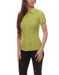 Icebreaker MERINO Kurzarm-Bluse Atmungsaktive Damen Woll-Bluse Destiny Check Grün/Weiß Kariert -Mode Reich Geschaft 1058464 006 2