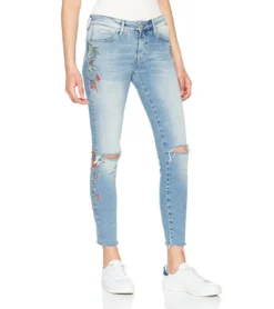 Mavi Adriana Ankle-Jeans Stylische Denim Hose Für Damen Mit Schlitzen Am Knie Hellblau