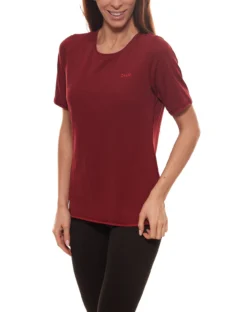 PYUA Mellow T-Shirt Elastisches Damen Freizeit-Shirt Mit Raglanärmeln Weinrot