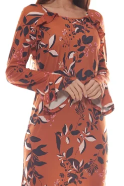 Laura Scott Jersey-Kleid Komfortables Damen Mini-Kleid Mit Volants Braun -Mode Reich Geschaft 11263051 4