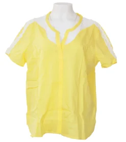 Mavi Spitzen-Bluse Elegante Damen Sommer-Bluse Mit Spitze An Ausschnitt Und Schulterbereich Gelb -Mode Reich Geschaft 121889 24254