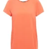 Mavi Sommer-Bluse Stylische Damen Freizeit-Bluse Mit Rundhalsausschnitt Orange