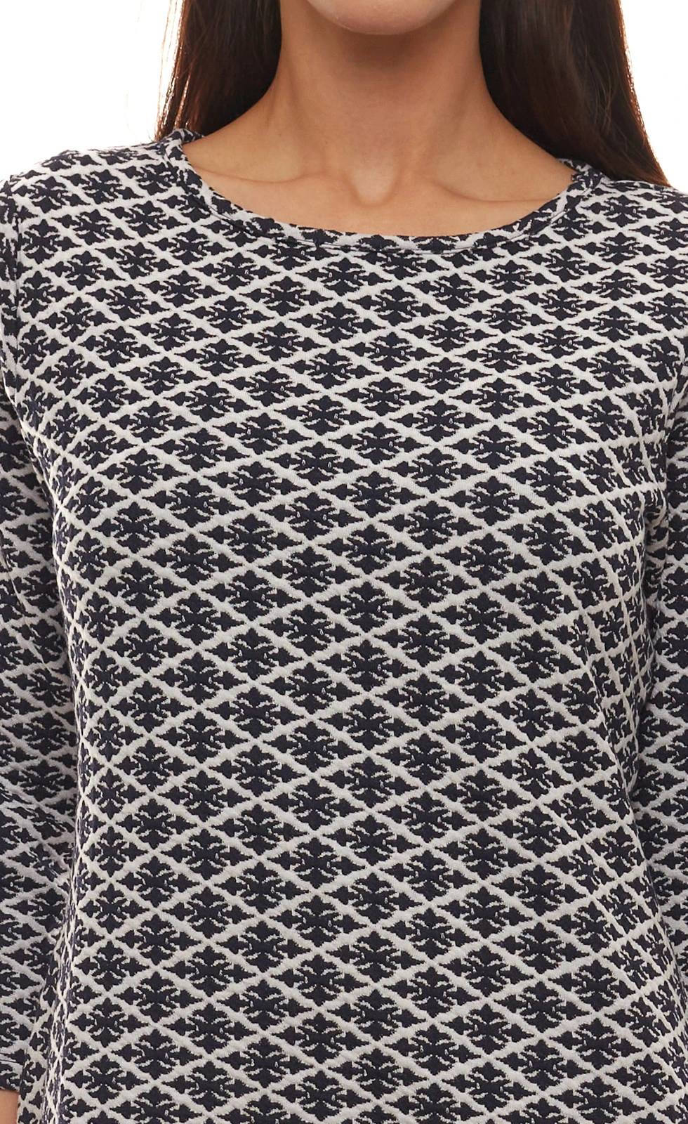 Aniston Selected Kleid Schickes Damen Freizeit-Kleid Mit 3/4 Ärmeln Schwarz/Weiß Gemustert 2 Aniston Selected Kleid Schickes Damen Freizeit-Kleid Mit 3/4 Ärmeln Schwarz/Weiß Gemustert – Bild 2