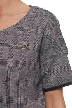 TOM TAILOR POLO TEAM Checked T-Shirt Unkompliziertes Damen Karo-Shirt Mit überschnittenen Schultern Grau -Mode Reich Geschaft 14059169 1