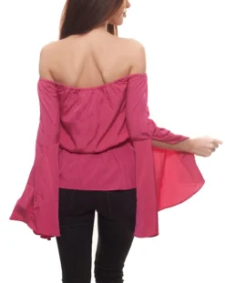 NA-KD X Hanna Licious Off-Shoulder Bluse Knallige Damen Schößchen-Bluse Pink -Mode Reich Geschaft 1454 000018 0799 3