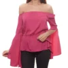 NA-KD X Hanna Licious Off-Shoulder Bluse Knallige Damen Schößchen-Bluse Pink