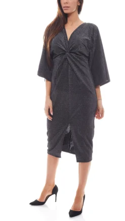 NA-KD Fashion X Hanna Licious Kimono Glitzerndes Damen Kleid Mit Frontschlitz Schwarz -Mode Reich Geschaft 1454 000052 0002 Black 2