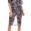 NA-KD X Hanna Licious Kimono-Kleid Modisches Damen Kleid Mit Gehschlitz Camouflage