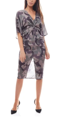 NA-KD X Hanna Licious Kimono-Kleid Modisches Damen Kleid Mit Gehschlitz Camouflage