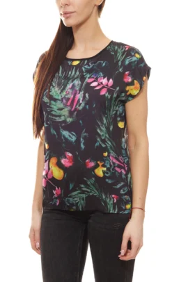 GUIDO MARIA KRETSCHMER Designer-T-Shirt Tropisches Damen Sommer-Shirt Mit Exotischem Muster Schwarz -Mode Reich Geschaft 14997650 1