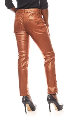 PATRIZIA DINI Schmale Damen-Hose Skinnyhose Animal-Print Bronze -Mode Reich Geschaft 151726 2