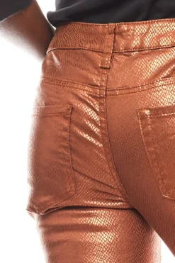 PATRIZIA DINI Schmale Damen-Hose Skinnyhose Animal-Print Bronze -Mode Reich Geschaft 151726 3