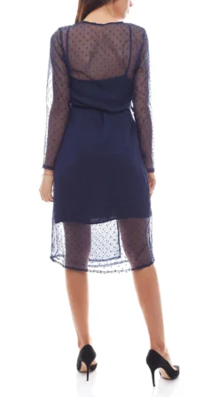 NA-KD X Qontrast Wickel-Kleid Durchsichtiges Damen Pünktchen-Kleid Blau -Mode Reich Geschaft 1533 000081 0545 2