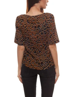 Minimum Elvire Blusen-Shirt Modische Damen Rundhals-Bluse Mit Animal-Print Braun -Mode Reich Geschaft 15756246 4