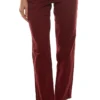 AjC Chino-Hose Schmale Damen Stoff-Hose Mit Kontrastpaspel Bordeaux