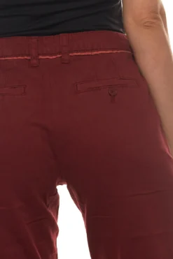 AjC Chino-Hose Schmale Damen Stoff-Hose Mit Kontrastpaspel Bordeaux -Mode Reich Geschaft 17235927 3