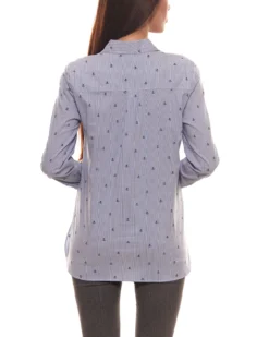 Olsen Streifen-Bluse Klassische Damen Hemd-Bluse Mit Verdeckter Knopfleiste Blau -Mode Reich Geschaft 18147568 2