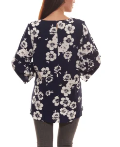 GUIDO MARIA KRETSCHMER Shirt-Bluse Hüftlange Damen Bluse Mit Floralem Druck Blau -Mode Reich Geschaft 19878447 2