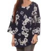 GUIDO MARIA KRETSCHMER Shirt-Bluse Hüftlange Damen Bluse Mit Floralem Druck Blau
