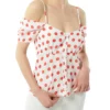 JIMMY SANDERS Damen Sommer-Bluse Off Shoulder-Bluse Mit Punkten Benilde Weiß/Rot