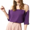 JIMMY SANDERS Damen Freizeit-Bluse Blusen-Shirt Mit Durchsichtigem Chiffon-Einsatz Dalila Violett