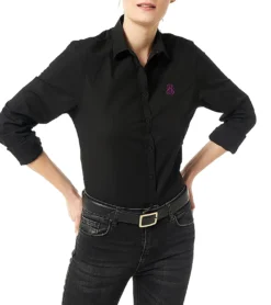 JIMMY SANDERS Damen Hemd-Bluse Business-Bluse Clara Schwarz