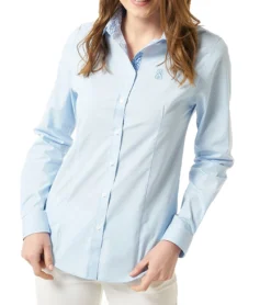 JIMMY SANDERS Franca Damen Hemd-Bluse Uni Hellblau