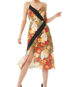 JIMMY SANDERS Vera Damen Midi-Kleid Mit Blumendruck 19W DRW42042 V1845 Grün / Bunt -Mode Reich Geschaft 19W DRW42042 V1845 2