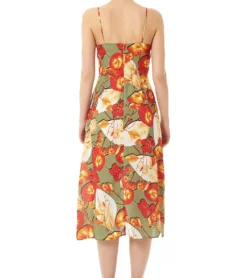 JIMMY SANDERS Vera Damen Midi-Kleid Mit Blumendruck 19W DRW42042 V1845 Grün / Bunt -Mode Reich Geschaft 19W DRW42042 V1845 4