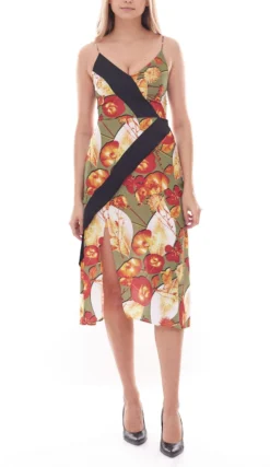 JIMMY SANDERS Vera Damen Midi-Kleid Mit Blumendruck 19W DRW42042 V1845 Grün / Bunt -Mode Reich Geschaft 19W DRW42042 V1845 7