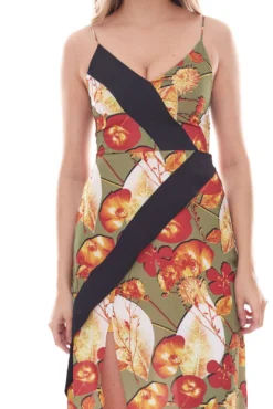 JIMMY SANDERS Vera Damen Midi-Kleid Mit Blumendruck 19W DRW42042 V1845 Grün / Bunt -Mode Reich Geschaft 19W DRW42042 V1845 9