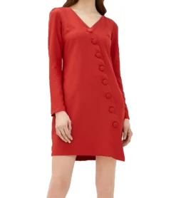 JIMMY SANDERS Mini-Kleid Ester Damen Kleid Mit Knöpfen Rot