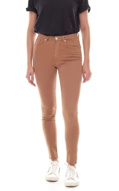 JIMMY SANDERS Damen Stoff-Hose Slim Fit Freizeit-Hose Felix Hellbraun