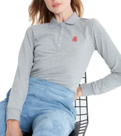 JIMMY SANDERS Damen Langarm-Shirt Polo-Shirt Veronika Grau