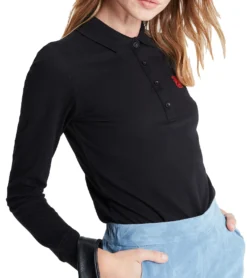 JIMMY SANDERS Damen Langarm-Shirt Polo-Shirt Veronika Schwarz