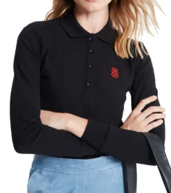 JIMMY SANDERS Damen Langarm-Shirt Polo-Shirt Veronika Schwarz -Mode Reich Geschaft 20W PLW2011 V1800 3