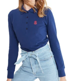 JIMMY SANDERS Damen Polo-Shirt Langarm-Shirt Veronika Dunkelblau