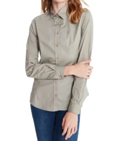 JIMMY SANDERS Damen Langarm-Bluse Hemd Bertina Dunkel-Beige