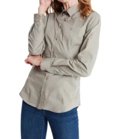 JIMMY SANDERS Damen Langarm-Bluse Hemd Bertina Dunkel-Beige -Mode Reich Geschaft 20W SHW4039 V1662 3