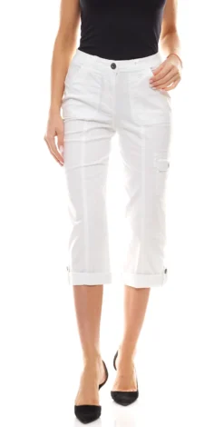 BOYSEN´S Hose Sommer-Hose Moderne Damen 7/8-Hose Mit Zip-Fly-Verschluss Weiß